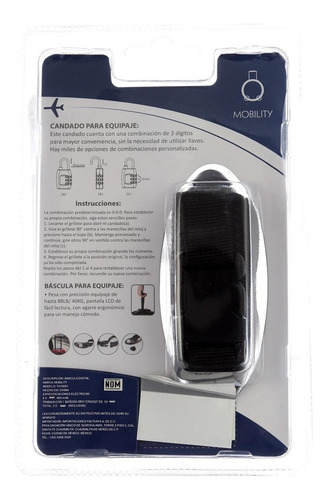 Kit De Bascula Digital Y Candado Para Maleta De Viaje 2 En 1