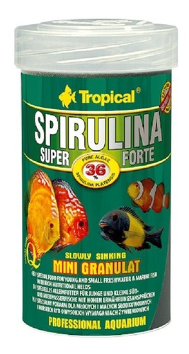 Alimento Tropical Spirulina Mini Granulo Peces Ciclidos 140g