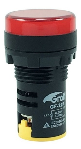 Piloto Indicador De Voltaje Rojo 22mm Gralf Gf-22r Redondo