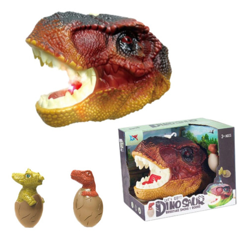 Pack Guante Juguete Dinosaurio T-rex Con Sonido, Luz, Vapor.