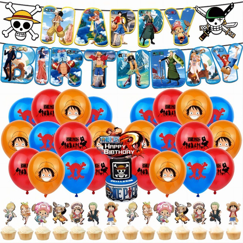 One Piece Luffy Fiesta Globos De Cumpleaños Kit Decoración