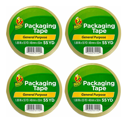 Pack 4x Cinta Transparente Duck Packing Tape Pro 48mm X 50m
