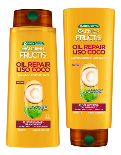 Garnier Fructis Oil Repair Liso Coco 650ml Shampoo + Acondic