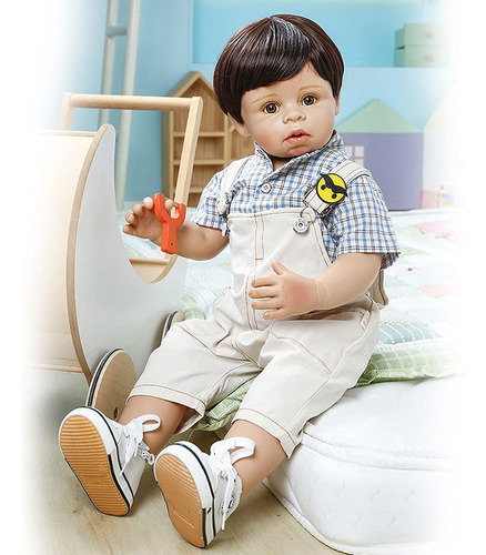 Boneca Infantil De 70 Cm Com Design Artístico Realista, Bone