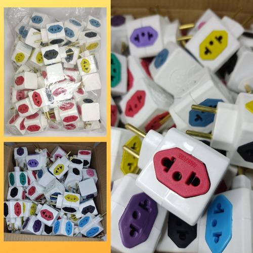 15 Adaptadores Pino Cubo Coloridos Benjamin 4 Saídas 10a 20a Voltagem Bivolt 220v/110v
