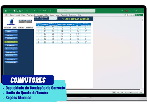 Planilha Projetos Elétricos - Versão Básica + Blocos Autocad
