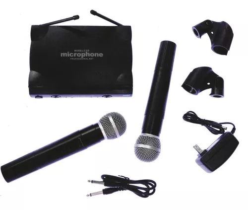 Set 2 Microfonos Inalambricos Uhf Ideal Karaoke