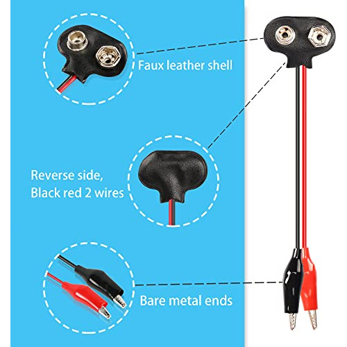 Cable De 9v Clips De Cocodrilo, Paquete De 5 Cables Cli...