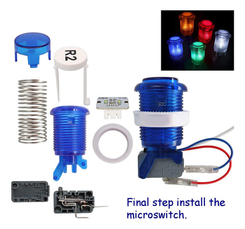 2 Player Arcade Game Stick Kit De Bricolaje Botones Con Led