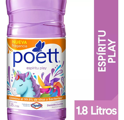 Poett Desinfectante Limpiador Pisos  Espiritu Play 1.8l