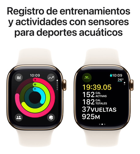 Apple Watch S10 Gps + Cellular 46mm S/m Titanio Color Oro Oro Rosa Correa Deportiva Blanco Estelar Titanio, Oro