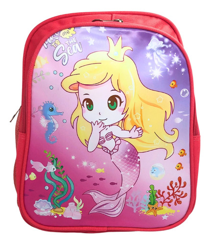 Mochila Infantil Escolar Diversas Estampas Unissex 1 Unidade Cor Sereia