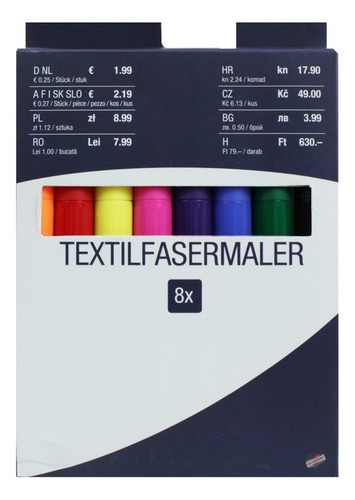 Set 8 Plumones Marcadores Textiles Para Tejidos Kik12071 Color Tono Intenso