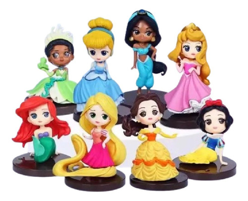 Kit Com 08 Miniaturas Bonecas Princesas Disney