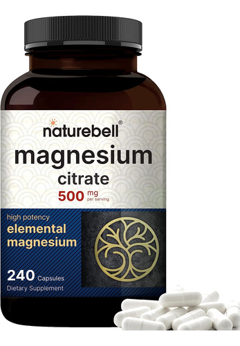 Citrato De Magnesio Naturabell 500mg 180 Cápsulas