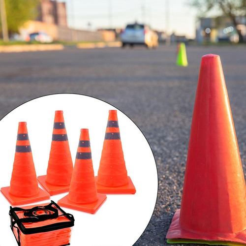 4 Conos De Estacionamiento Reflectantes Plegables De 45 Cm,