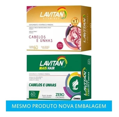 Kit 3x Lavitan Hair C/60 Cáps Vitamina Força Cabelos E Unhas