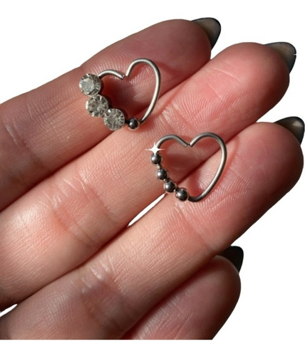 Aro Corazón Helix Acero Quirurgico Strass Cartilago Piercing