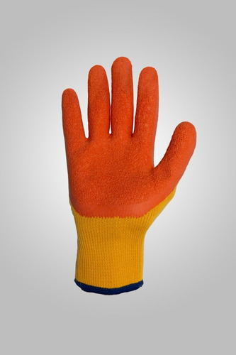 Imagen 3 de 5 de Guante Tejido Sin Costura Recubierto En Latex Rugoso Naranja