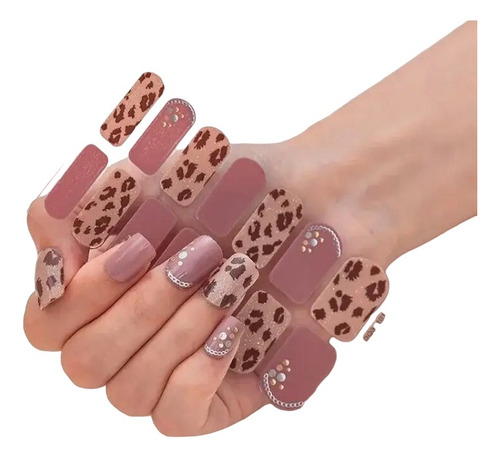 Set De 14 Stickers De Uñas Manicure Instantánea Leopardo