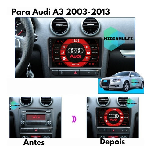Multimidia Android Audi A3 2003 A 2013 Carplay Sem Fio