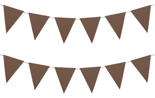 Banderines Triangulares Lisos Decorar Fiesta 19cm Mylin 12p Color Cafe
