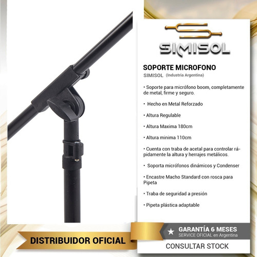 Imagen 2 de 5 de Pie Microfono Reforzado Con Pipeta Jirafa Metalico - Envio