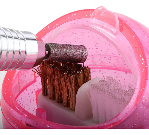 Limpador De Brocas Nail Art: Escovas Portáteis De Metal E Pl