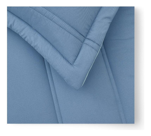 Plumón Cama Reversible 2 Plazas Azul Claro/celeste