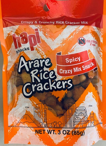 Botana Hapi Arare Rice Crackers Spicy Crazy Mix 3 Bolsas