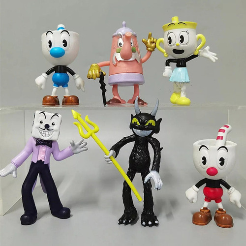 6 Pcs De Muñecas Taza De Té, Adornos Modelo Cuphead Anime A