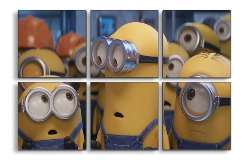 Cuadro Decorativo Moderno Minions Jd-0535 G Séxtuple 90x60 Cm Sin Marco