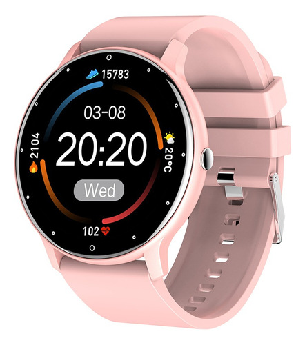 PTHORSE Smartwatch Zl02 1.28-inch Touchscreen Reloje Inteligente Monitor de Salud Correa de silicona rosa