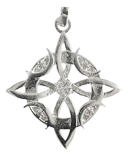 Dije Nudo De Bruja Celta Fases Lunares Zirconias Plata 925 Color Plateado