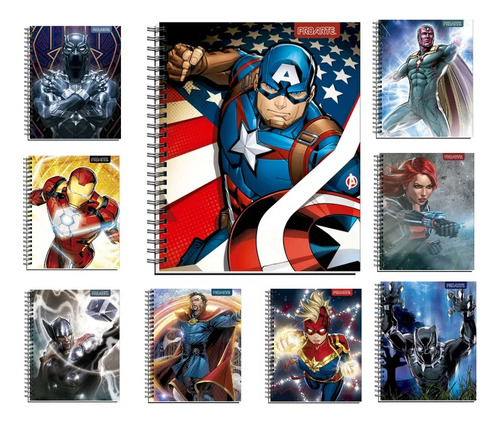 Pack 10 Cuadernos Universitarios Marvel Súper Héroes Proarte