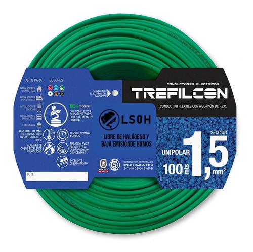 Cable Unipolar Libre Halogenos Trefilcon 1.5mm X100mts