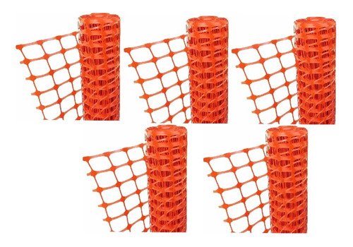 Rollos De Malla De Seguridad  Naranja 1mt X 50mts X 5u.