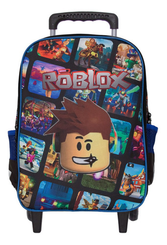 Mochila Infantil Masculina Jogo Roblox Resistente De Rodinha