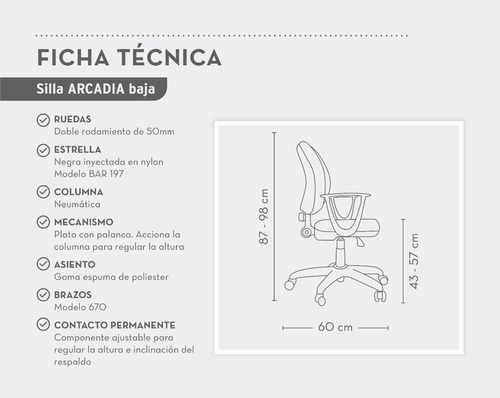 Silla Arcadia Escritorio Pc Trabajo C/ruedas Envío Gratis