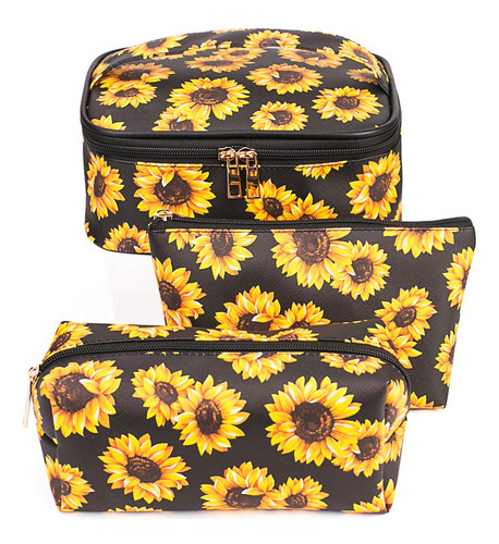 Porta Cosmeticos Set De 3 Neceseres  Girasoles