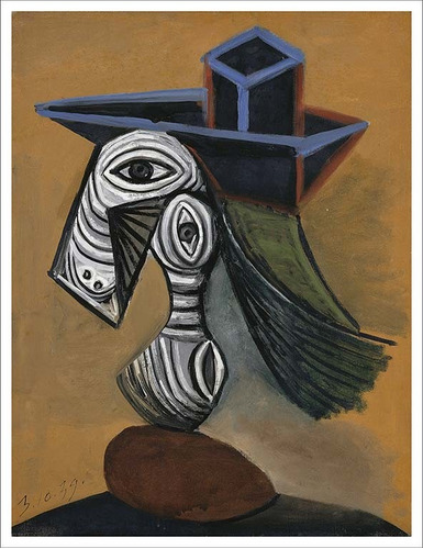 Lienzo Tela Picasso Mujer Con Sombrero Azul 70x92cm