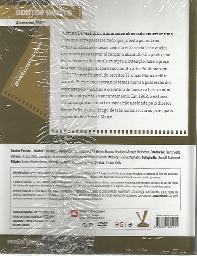 Dvd Livro - Doutor Fausto - Thomas Mann - Novo, Lacrado