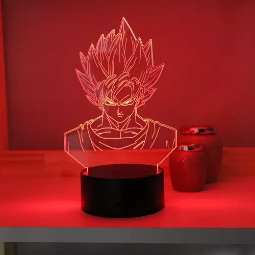 Luminária Led 3d, Goku Super Sayajin 3,16 Cores + controle, Dragon Ball Z,  desenho em Promoção na Americanas