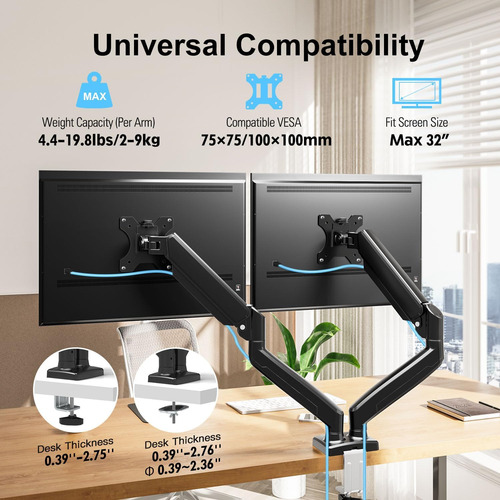 Soporte De Monitor Dual Visualización De Computadora D...