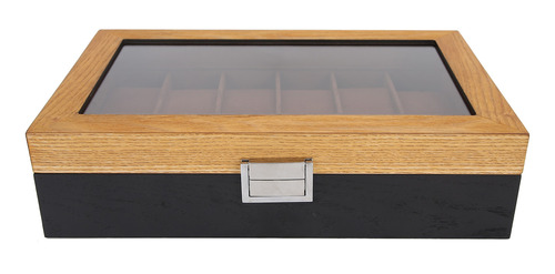 Caja Para Relojes De Madera Maciza, 12 Ranuras, 2 Colores