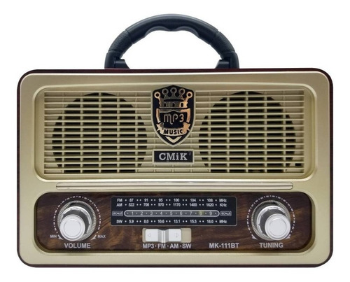 Radio Portátil Retro Am/fm Bluetooth Recargable