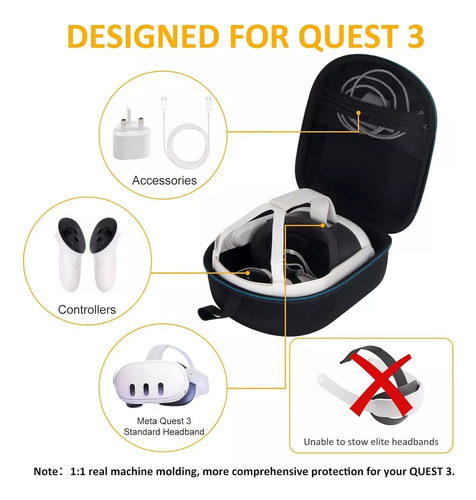 Funda Estuche Case Negro Para Meta Quest 3s Quest 3