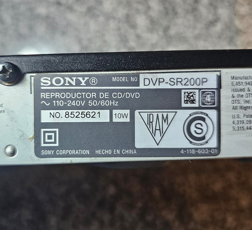 Reproductor Dvd Sony Dvp-sr200p - Con Garantia Mastermarket Negro (Reacondicionado)