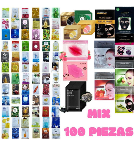 Imagen 1 de 10 de Pack 100 Piezas De Mascarillas Mixto Coreanas Surtidos