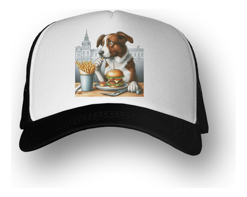 Gorra  Perro Sentado A Punto De Comer En Bar